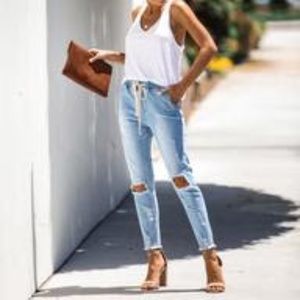 Lightwash Distressed Drawstring Joggers